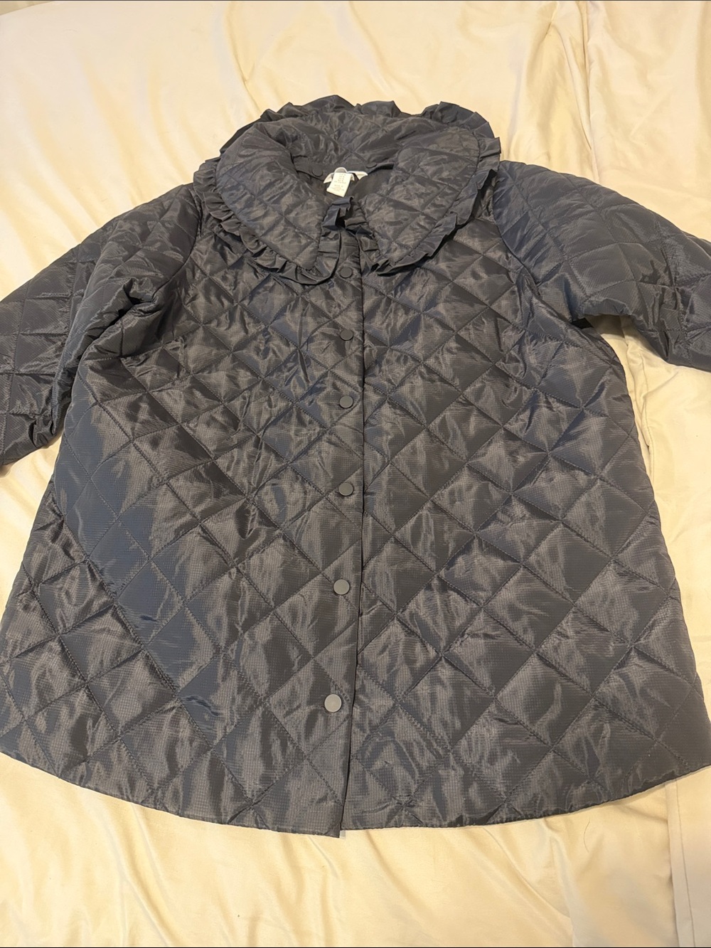 H&M Quilted Ruffle-Collar Bomber Jacket - Dark Gray